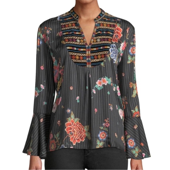 Johnny Was 🌺 Worksh "Spanish Steps"  Floral Blouse M - Picture 2 of 12
